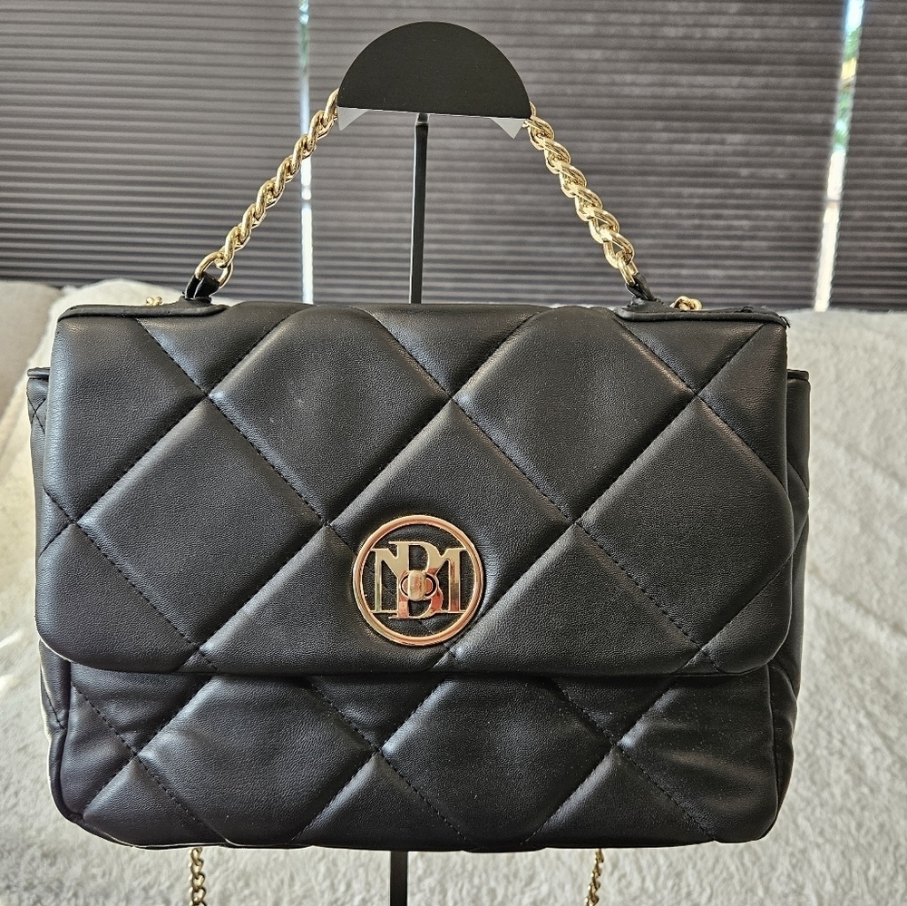 Badgley Mischka Black Quilted Shoulder Bag EUC